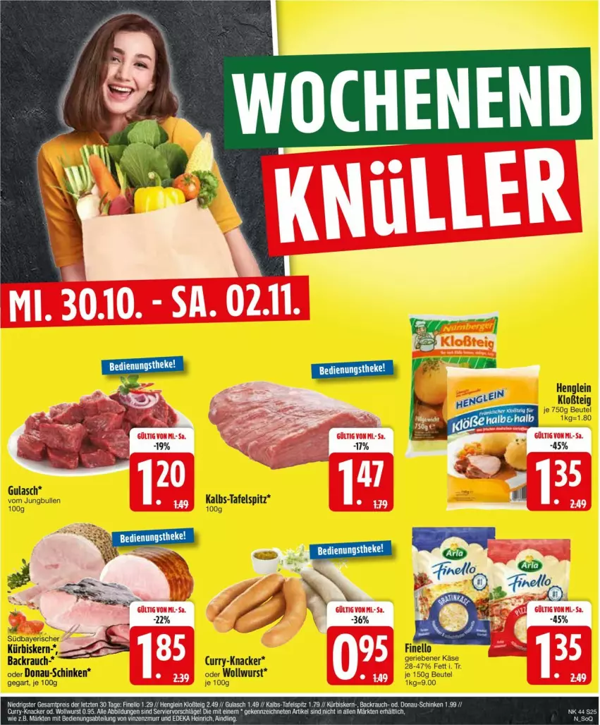 Aktueller Prospekt Edeka - Prospekte - von 28.10 bis 02.11.2024 - strona 27 - produkty: Abtei, beutel, deka, gulasch, henglein, jungbullen, Kürbis, schinken, tafelspitz, wurst