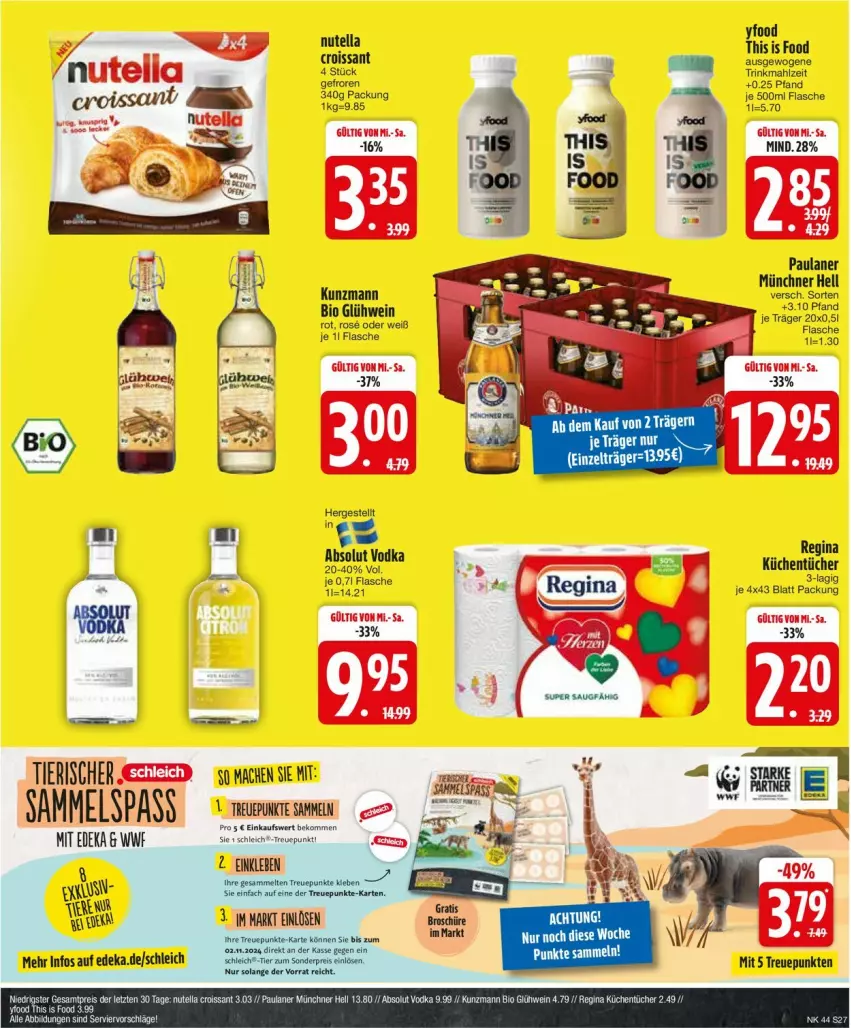 Aktueller Prospekt Edeka - Prospekte - von 28.10 bis 02.11.2024 - strona 29 - produkty: beko, bio, Croissant, deka, flasche, gin, Glühwein, küche, Küchen, küchentücher, mac, nutella, Paula, paulaner, Schleich, Ti, tücher, vodka, wein, Zelt