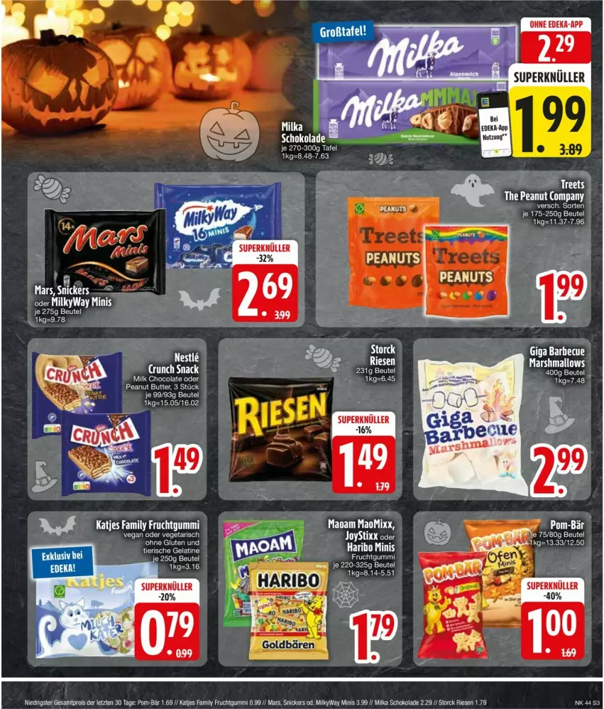 Aktueller Prospekt Edeka - Prospekte - von 28.10 bis 02.11.2024 - strona 5 - produkty: beutel, butter, cola, eis, frucht, fruchtgummi, gelatine, katjes, maoam, mars, milka, milka schokolade, Milkyway, peanut butter, pom-bär, reis, schoko, schokolade, snack, snickers, storck, tee, Ti, Vegeta, ZTE