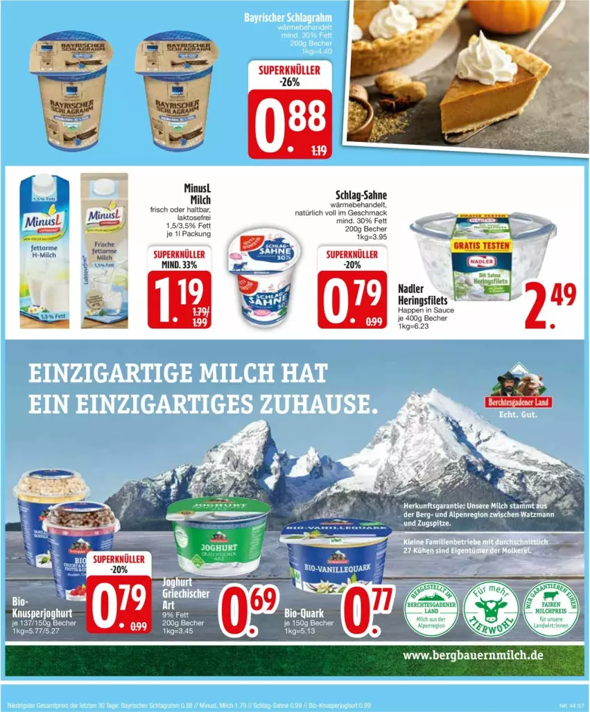 Aktueller Prospekt Edeka - Prospekte - von 28.10 bis 02.11.2024 - strona 9 - produkty: auer, Bau, Bauer, Becher, bio, filet, filets, hering, Herings, heringsfilets, mac, milch, quark, ring, sahne, sauce, Ti