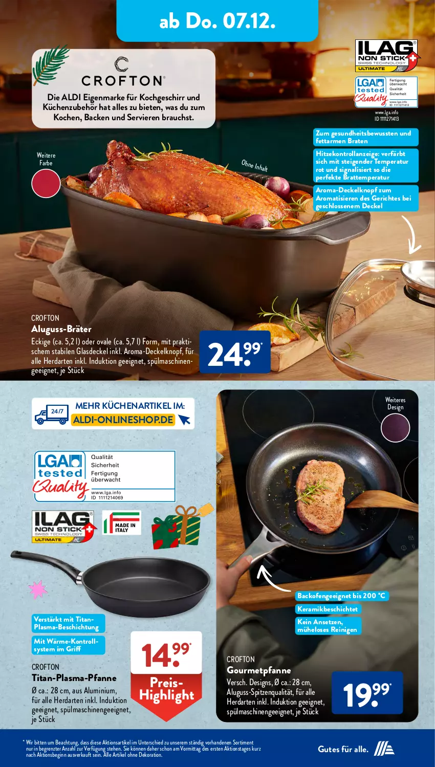 Aktueller Prospekt AldiSud - IN ZWEI WOCHEN - von 04.12 bis 09.12.2023 - strona 15 - produkty: aldi, alle artikel ohne dekoration, backofen, braten, Crofton, decke, Deckel, dekoration, eis, geschirr, Gesundheit, gin, Glasdeckel, herdarten, küche, Küchen, LG, Ofen, pfanne, Rauch, reis, Signal, spitzenqualität, spülmaschinen, Ti, tisch, ZTE