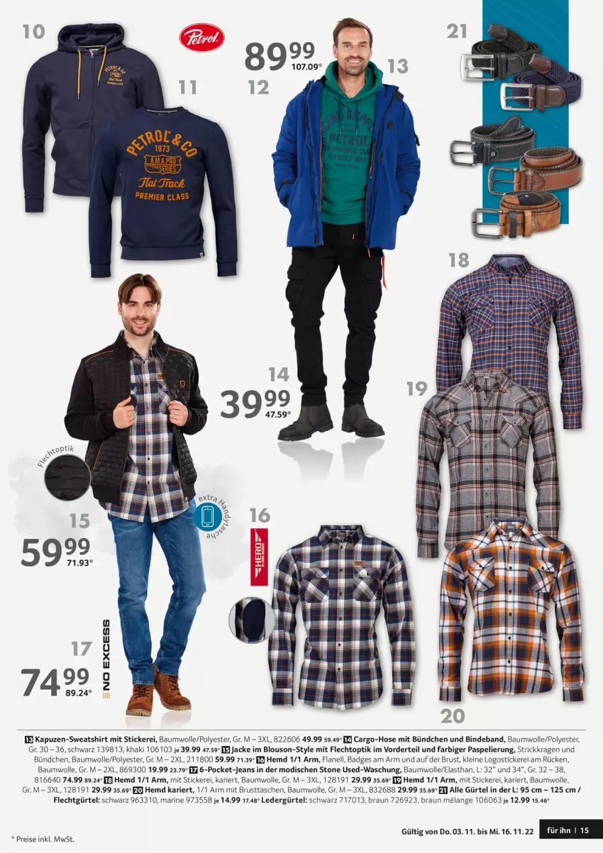 Aktueller Prospekt Selgros - New Fashion - von 03.11 bis 16.11.2022 - strona 15 - produkty: Bad, Bau, baumwolle, braun, eis, hemd, hose, Jacke, jeans, leine, reis, shirt, Sweatshirt, Tasche, taschen, Ti, wolle