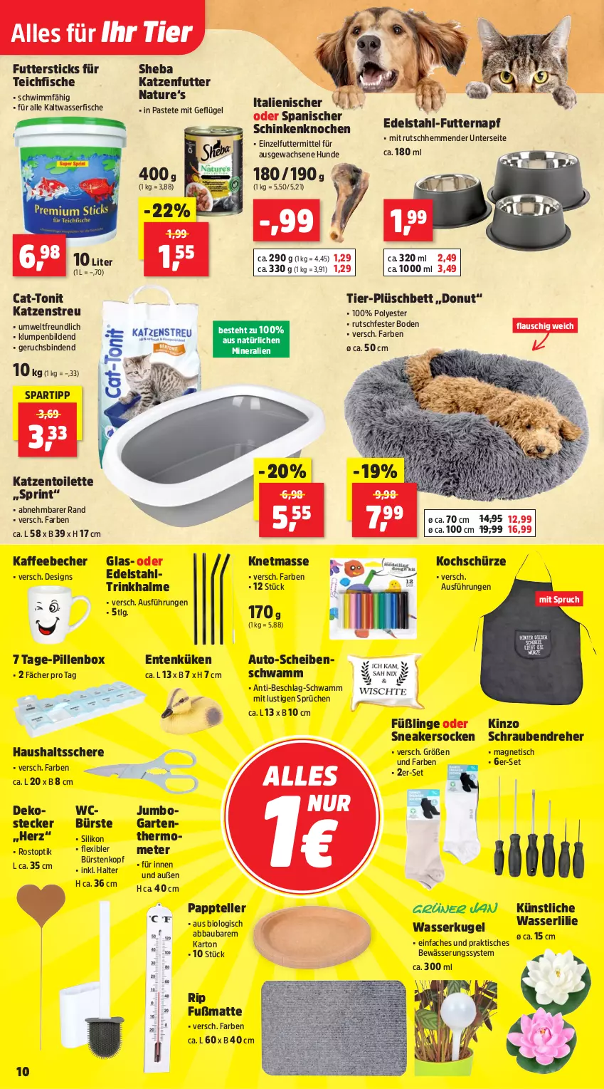 Aktueller Prospekt Thomas Philipps - von 05.05 bis 10.05.2025 - strona 11 - produkty: Abba, auto, Bau, Becher, bett, binden, bio, bürste, bürsten, Donut, edelstahl, elle, ente, fisch, fische, Füßlinge, Fußmatte, Garten, Geflügel, jumbo, kaffee, kaffeebecher, katzenfutter, Katzenstreu, Kugel, LG, Lusti, natur, pastete, Plüsch, Schere, schinken, schrauben, Schraubendreher, Schürze, schwamm, sheba, sneaker, sneakersocken, socken, spartipp, teller, thermometer, Ti, tisch, Trinkhalme, wasser