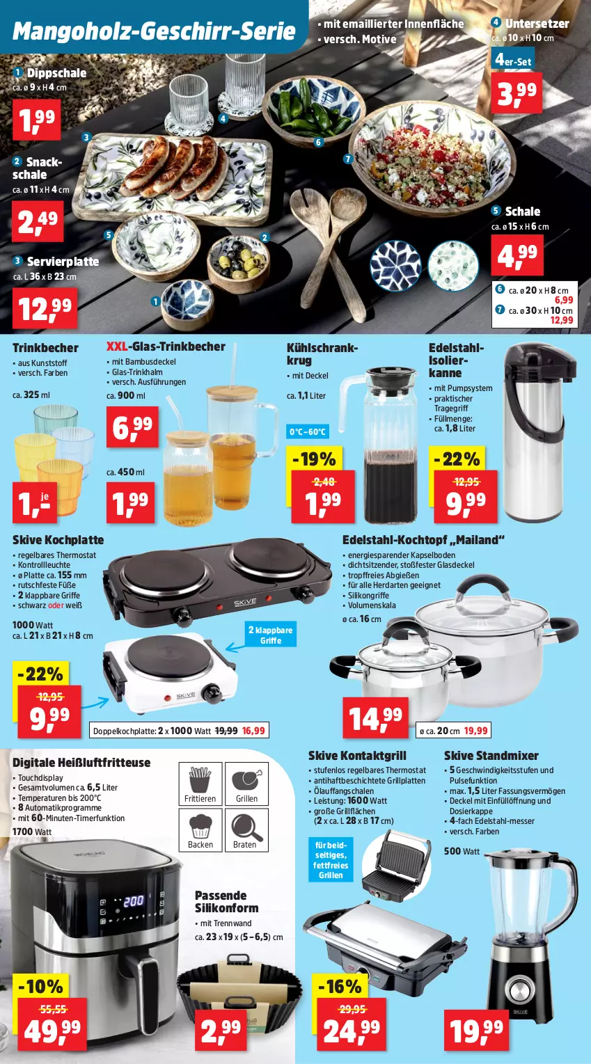 Aktueller Prospekt Thomas Philipps - von 05.05 bis 10.05.2025 - strona 13 - produkty: auto, bambus, Becher, braten, decke, Deckel, dip, edelstahl, eis, fritteuse, geschirr, Glasdeckel, grill, grillfläche, grillplatte, Heißluftfritteuse, herdarten, Holz, HP, isolierkanne, Kochtopf, kontaktgrill, kühlschrank, latte, Leuchte, mango, messer, Mixer, Schal, Schale, Schrank, Silikonform, snack, snacks, standmixer, thermostat, Ti, Tiere, timer, tisch, topf, tragegriff, trinkbecher, Untersetzer