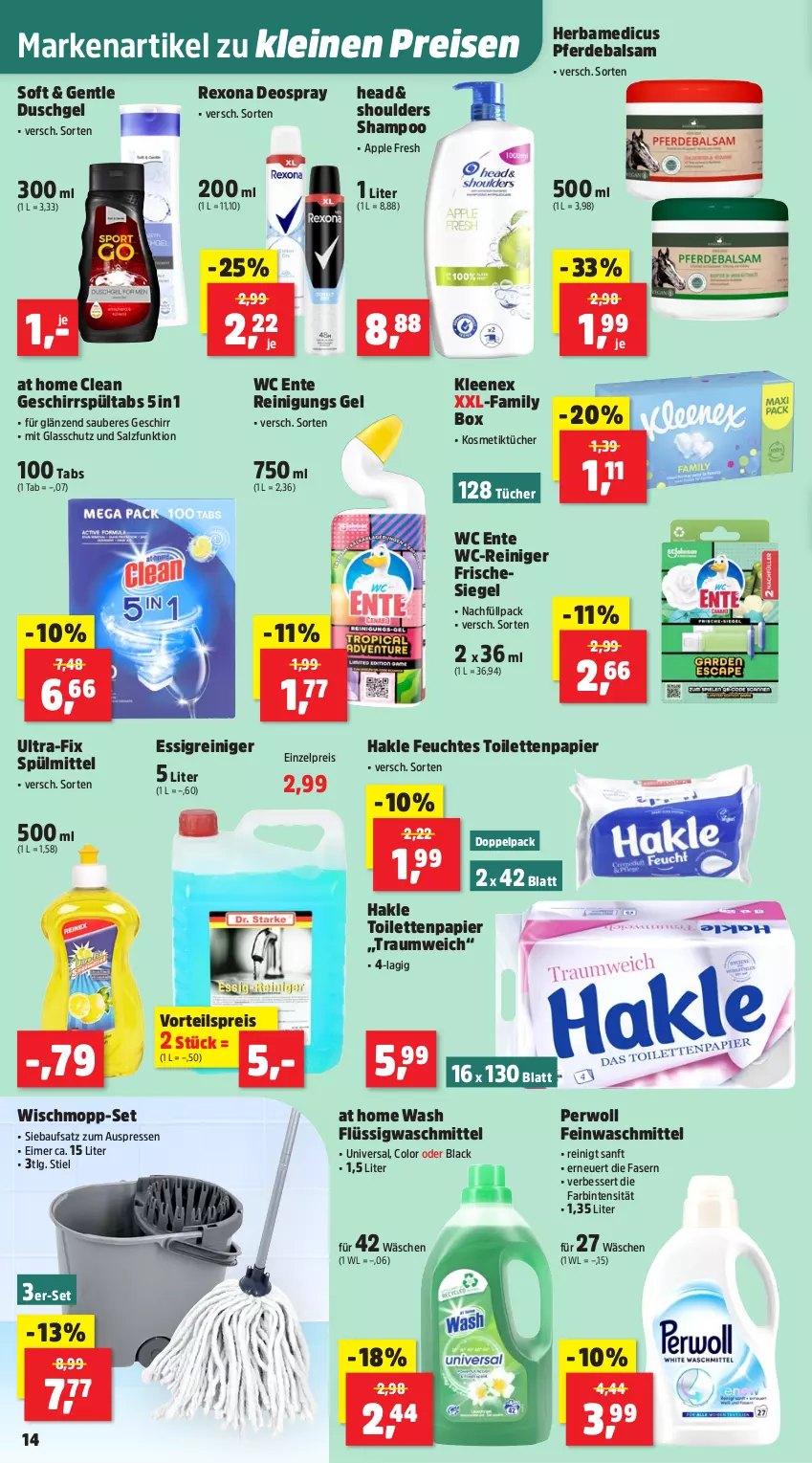 Aktueller Prospekt Thomas Philipps - von 05.05 bis 10.05.2025 - strona 15 - produkty: Apple, balsam, Bau, deo, deospray, duschgel, eimer, eis, ente, erde, essig, feinwaschmittel, feuchtes toilettenpapier, geschirr, hakle, hakle toilettenpapier, kosmetik, Kosmetiktücher, lack, leine, LG, papier, perwoll, reiniger, Reinigung, reis, rexona, salz, shampoo, spülmittel, Ti, toilettenpapier, tücher, vorteilspreis, waschmittel, wc ente, wc-reiniger, Wischmopp