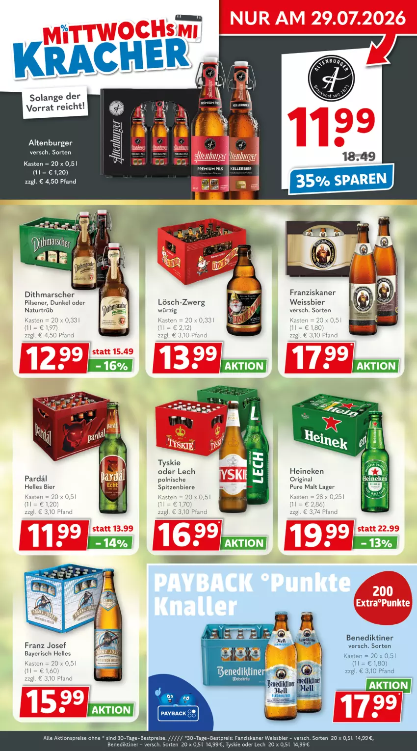 Aktueller Prospekt Getraenkeland - von 20.07 bis 01.08.2026 - strona 3 - produkty: aktionspreis, altenburger, Benediktiner, bestpreis, bestpreise, bier, Biere, burger, eis, elle, franziskaner, gin, heineken, mars, natur, pils, pilsener, reis, Ti, tyskie, weissbier