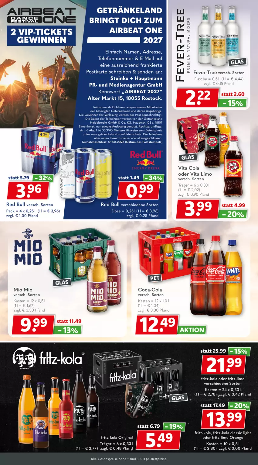 Aktueller Prospekt Getraenkeland - von 20.07 bis 01.08.2026 - strona 5 - produkty: aktionspreis, bestpreis, bestpreise, coca-cola, cola, eis, Elan, erde, fever-tree, flasche, fritz, fritz-kola, getränk, getränke, gewinnspiel, gin, limo, Mio Mio, Mixer, natur, natura, orange, red bull, reis, ring, telefon, Ti, vita, Vita C, weck