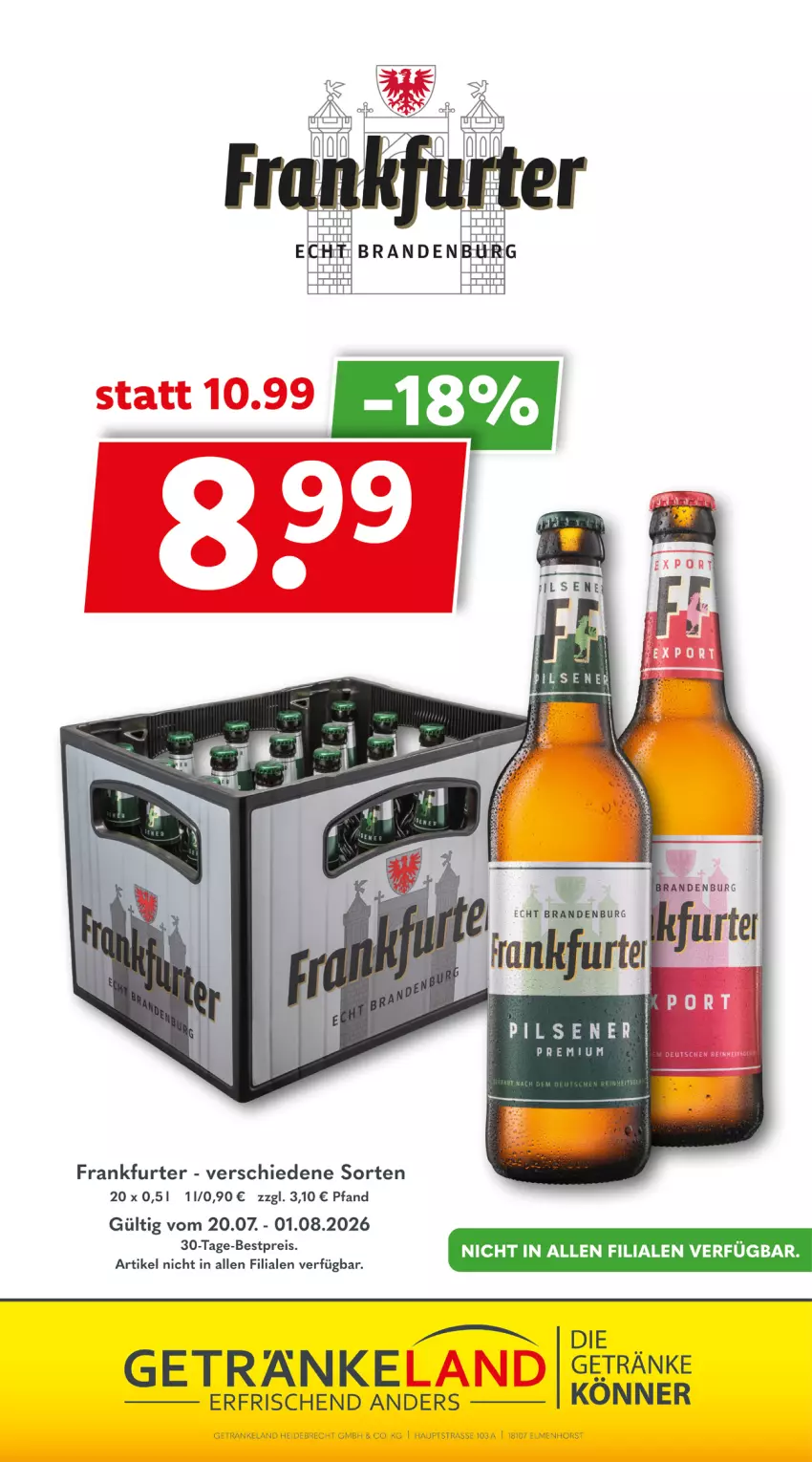 Aktueller Prospekt Getraenkeland - von 20.07 bis 01.08.2026 - strona 9 - produkty: Elan, frankfurter, getränk, getränke, Ti