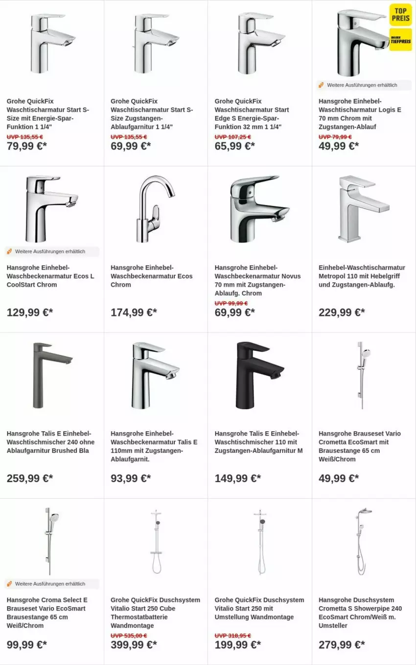 Aktueller Prospekt Obi - Prospekte - von 17.10 bis 25.10.2023 - strona 2 - produkty: armatur, batterie, brause, elle, garnitur, grohe, hansgrohe, LG, Metro, Mett, teller, thermostat, Ti, tisch, vita, waschbecken, waschtisch, waschtischarmatur