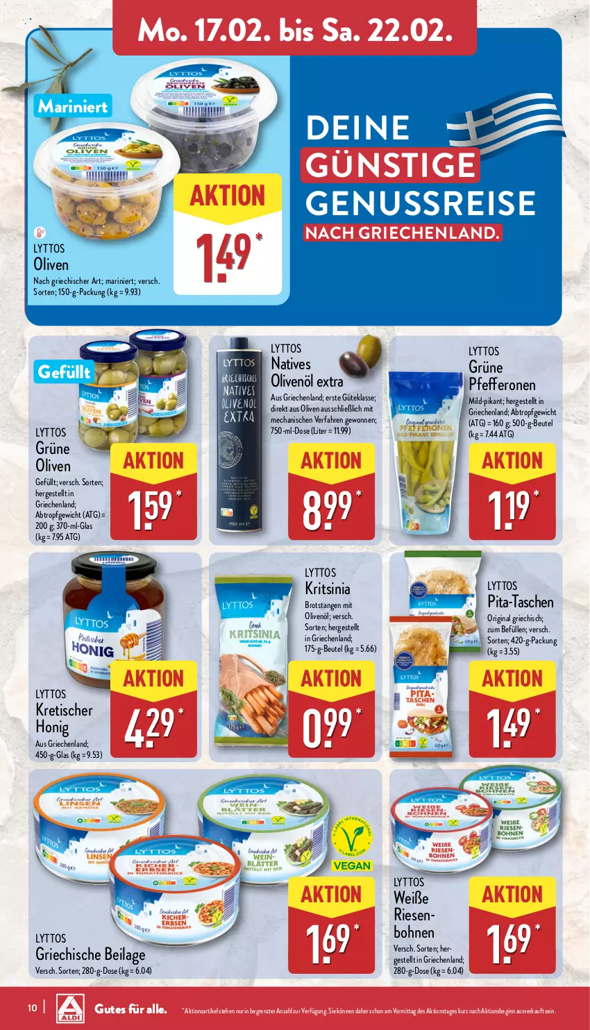 Aktueller Prospekt Aldi Nord - Von Montag - von 17.02 bis 22.02.2025 - strona 10 - produkty: beutel, bohne, bohnen, brot, eis, gin, grüne oliven, honig, ilag, natives olivenöl, nuss, olive, oliven, olivenöl, olivenöl extra, pfeffer, pfefferonen, reis, Tasche, taschen, Ti, tisch, ZTE