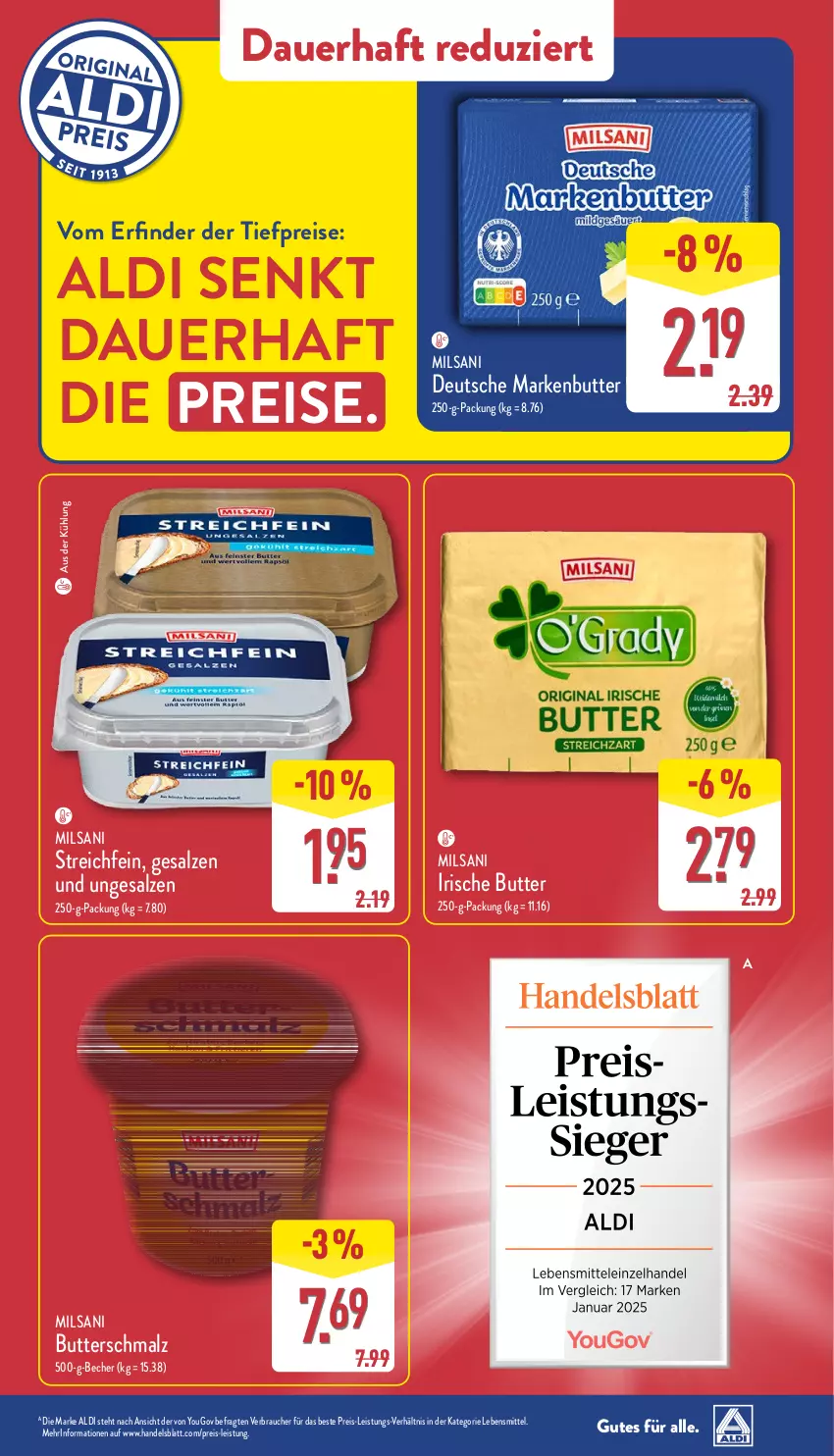 Aktueller Prospekt Aldi Nord - Von Montag - von 17.02 bis 22.02.2025 - strona 37 - produkty: aldi, auer, Becher, butter, Butterschmalz, eis, gin, irische butter, lebensmittel, malz, markenbutter, Rauch, reis, salz, Schmalz, Ti, tiefpreis, Yo, ZTE