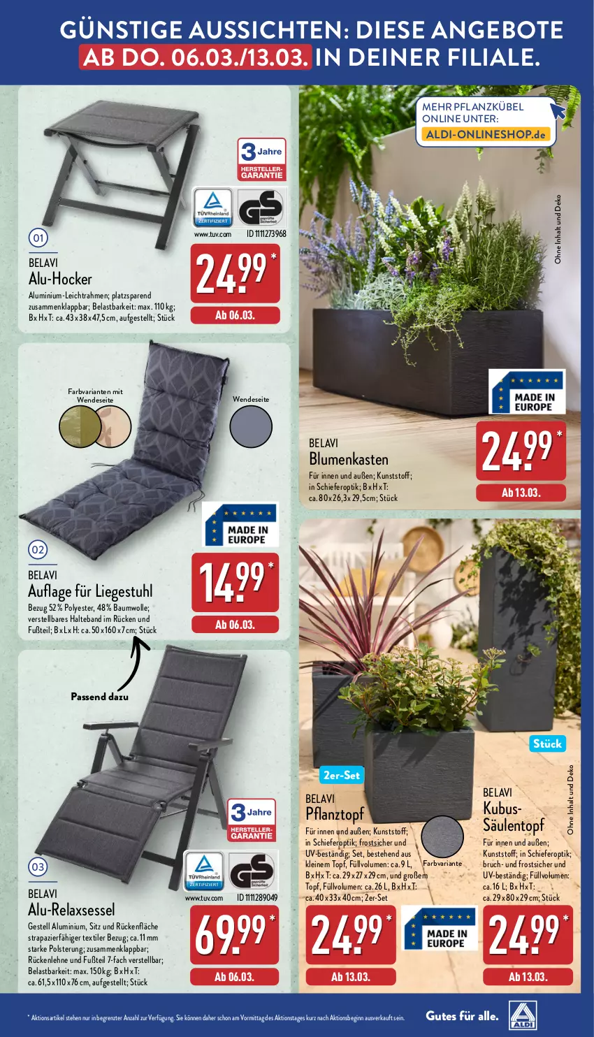 Aktueller Prospekt Aldi Nord - Von Montag - von 17.02 bis 22.02.2025 - strona 45 - produkty: aldi, angebot, angebote, Bau, baumwolle, blume, blumen, gin, hocker, leine, Liege, Pflanztopf, rel, relaxsessel, Ria, rückenlehne, sessel, stuhl, Ti, topf, wolle, ZTE