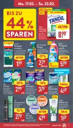 Gazetka promocyjna Aldi Nord - Von Montag - Gazetka - ważna od 22.02 do 22.02.2025 - strona 9 - produkty: aloe vera, Alwa, Always, Bad, Blüte, Discreet, eis, flasche, gin, haarspray, küche, Küchen, küchenrolle, küchenrollen, lack, Meister, meister proper, reiniger, Reinigung, slip, slipeinlagen, spontex, Taft, Ti, vollwaschmittel, waschmittel, ZTE