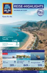 Gazetka promocyjna AldiSud - ALDI REISEN-HIGHLIGHTS - Gazetka - ważna od 30.09 do 30.09.2023 - strona 1 - produkty: aldi, amica, Bad, buch, eis, magazin, reis, reise-highlights, rwe, Ti