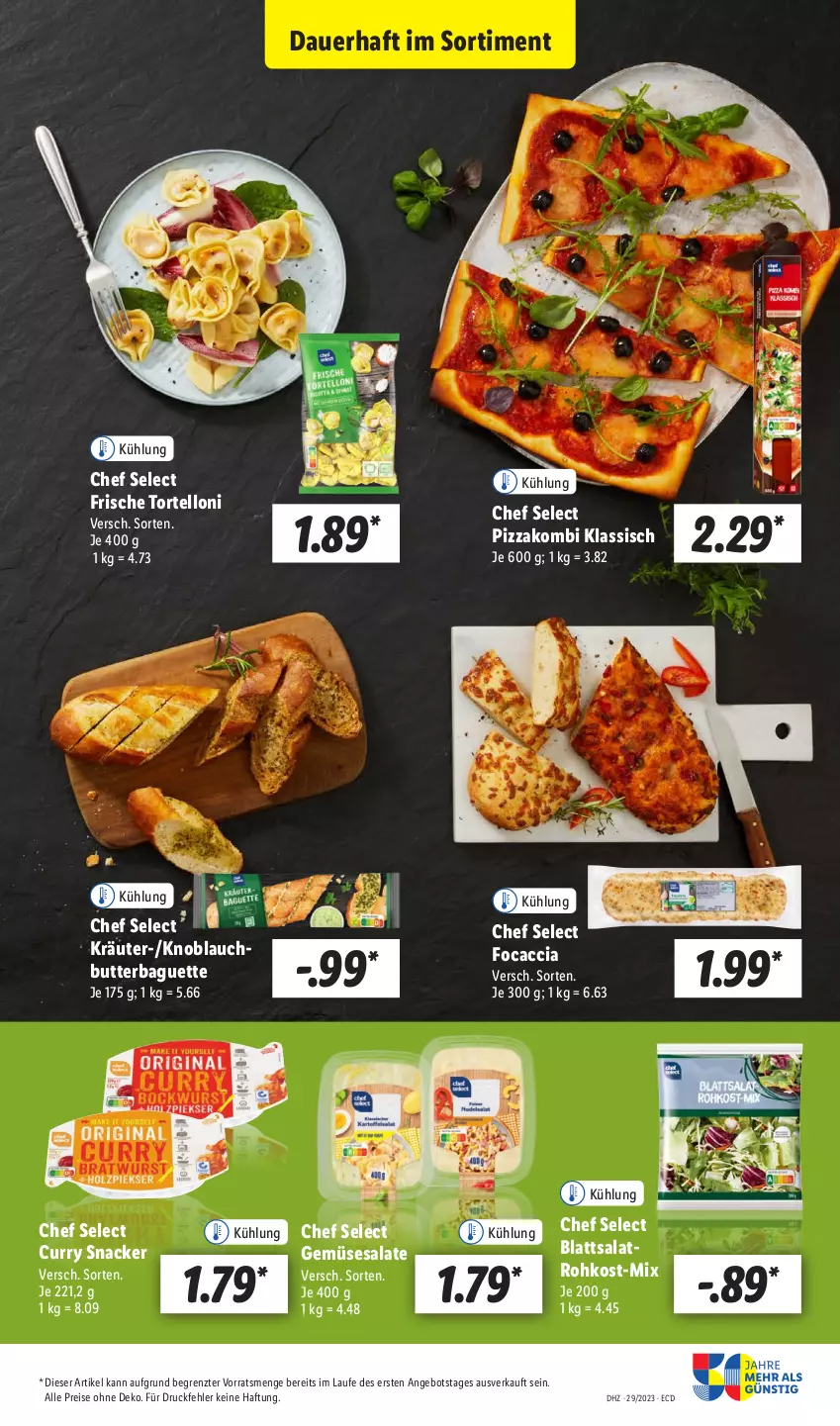 Aktueller Prospekt Lidl - Aktionsprospekt - von 17.07 bis 22.07.2023 - strona 19 - produkty: ACC, angebot, auer, baguette, butter, curry, eis, Focaccia, knoblauch, Knoblauchbutter, kräuter, pizza, reis, salat, salate, snack, Ti, torte, tortelloni, ZTE