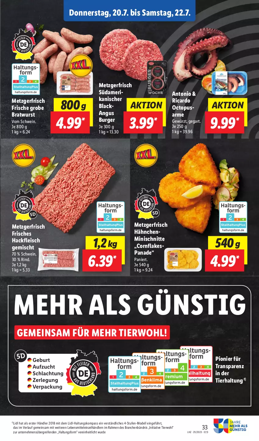 Aktueller Prospekt Lidl - Aktionsprospekt - von 17.07 bis 22.07.2023 - strona 41 - produkty: bratwurst, burger, dell, eis, flakes, fleisch, gewürz, grobe bratwurst, hackfleisch, hackfleisch gemischt, lack, lebensmittel, Mode, reifen, rind, schwein, Ti, wein, wurst