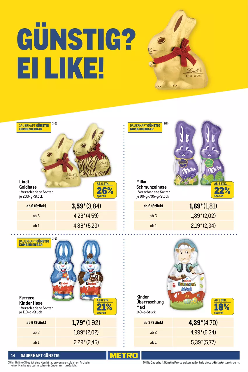 Aktueller Prospekt Metro - Food - NonFood - von 07.03 bis 20.03.2024 - strona 14 - produkty: auer, beutel, Egger, eier, eis, ferrero, Kinder, Kinder Maxi, lindt, milka, reis, Ti