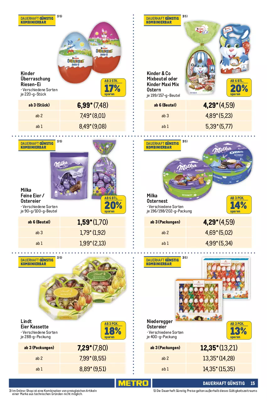 Aktueller Prospekt Metro - Food - NonFood - von 07.03 bis 20.03.2024 - strona 15 - produkty: auer, beutel, Egger, eier, eis, ferrero, Kinder, Kinder Maxi, lindt, milka, reis, Ti