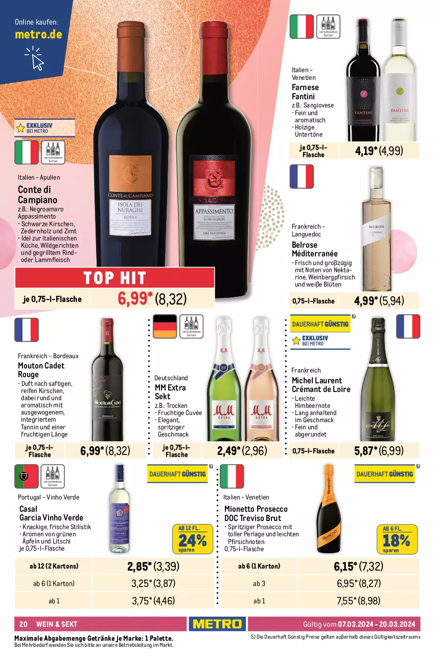 Aktueller Prospekt Metro - Food - NonFood - von 07.03 bis 20.03.2024 - strona 20 - produkty: amaro, auer, baileys, Blüte, brut, caramel, casal garcia, crémant de loire, cuvée, dry gin, ecco, eis, erde, Fernet, fernet branca, flasche, fleisch, frucht, getränk, getränke, gin, Gorbatschow, gordon, grill, himbeer, Holz, johnnie walker, kirsch, kirsche, kirschen, küche, lamm, Lammfleisch, lillet, london dry, london dry gin, mac, Metro, mionetto, mm extra, Nektar, ouzo, Palette, perla, pfirsich, pircher, prosecco, reifen, reis, rind, rouge, saft, sekt, sim, spirituosen, Ti, tisch, vinho verde, wein, Wild, wodka