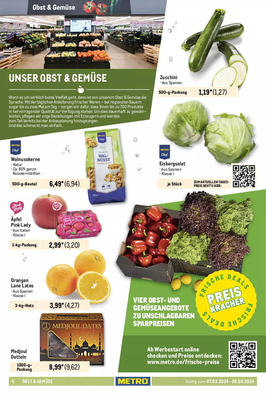 Aktueller Prospekt Metro - Food - NonFood - von 07.03 bis 20.03.2024 - strona 6 - produkty: angebot, angebote, auer, Bau, Bauer, Becher, beere, beeren, beutel, classico, cola, creme, Datteln, decke, eis, eisbergsalat, eiscreme, elle, erde, heidelbeere, heidelbeeren, Käse, käsekuchen, küche, kuchen, Küchen, mango, Metro, natur, nuss, obst, orange, orangen, Pink Lady, reis, salat, Schal, Schale, schnitten, schoko, Tartufo, Ti, tiefkühlkost, tiramisu, und gemüse, walnuss, walnusskerne, würfel, zucchini