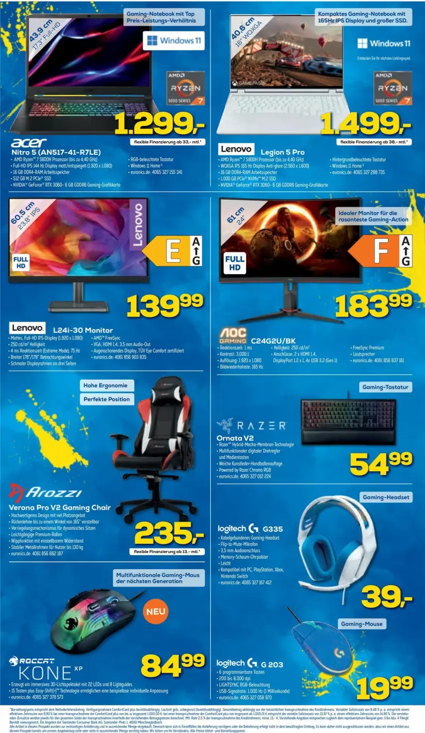 Aktueller Prospekt Euronics - Prospekte - von 01.06 bis 08.06.2022 - strona 2 - produkty: angebot, bett, eier, ente, HDMI, ips-display, lautsprecher, leds, lenovo, LG, logitech, monitor, nintendo, Nintendo Switch, Razer, ssd, tee, Ti, usb