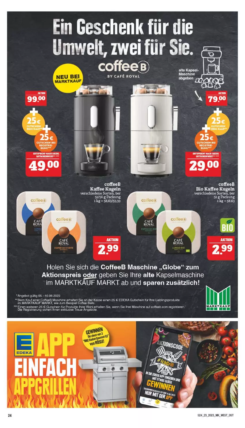 Aktueller Prospekt Marktkauf - Prospekt - von 04.06 bis 10.06.2023 - strona 24 - produkty: aktionspreis, angebot, angebote, ball, bio, deka, eis, elle, gutschein, kaffee, Kapselmaschine, Kugel, reis, Ti