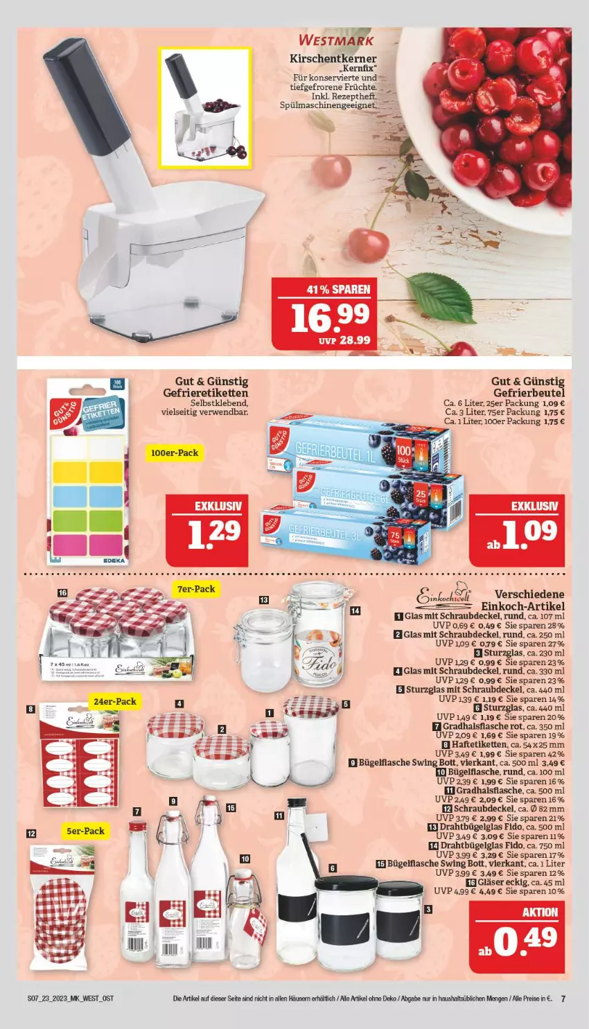 Aktueller Prospekt Marktkauf - Prospekt - von 04.06 bis 10.06.2023 - strona 7 - produkty: beutel, bügel, bügelflasche, decke, Deckel, Draht, eis, flasche, früchte, gefrierbeutel, Gläser, Kette, kirsch, kirsche, kirschen, LG, reis, rezept, rwe, spülmaschinen, Ti