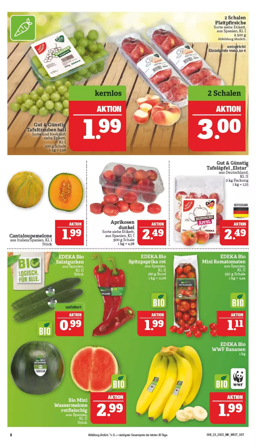 Aktueller Prospekt Marktkauf - Prospekt - von 04.06 bis 10.06.2023 - strona 8 - produkty: aprikose, aprikosen, eis, melone, pfirsich, pfirsiche, plattpfirsiche, reis, Schal, Schale, tafeläpfel, Ti, ZTE