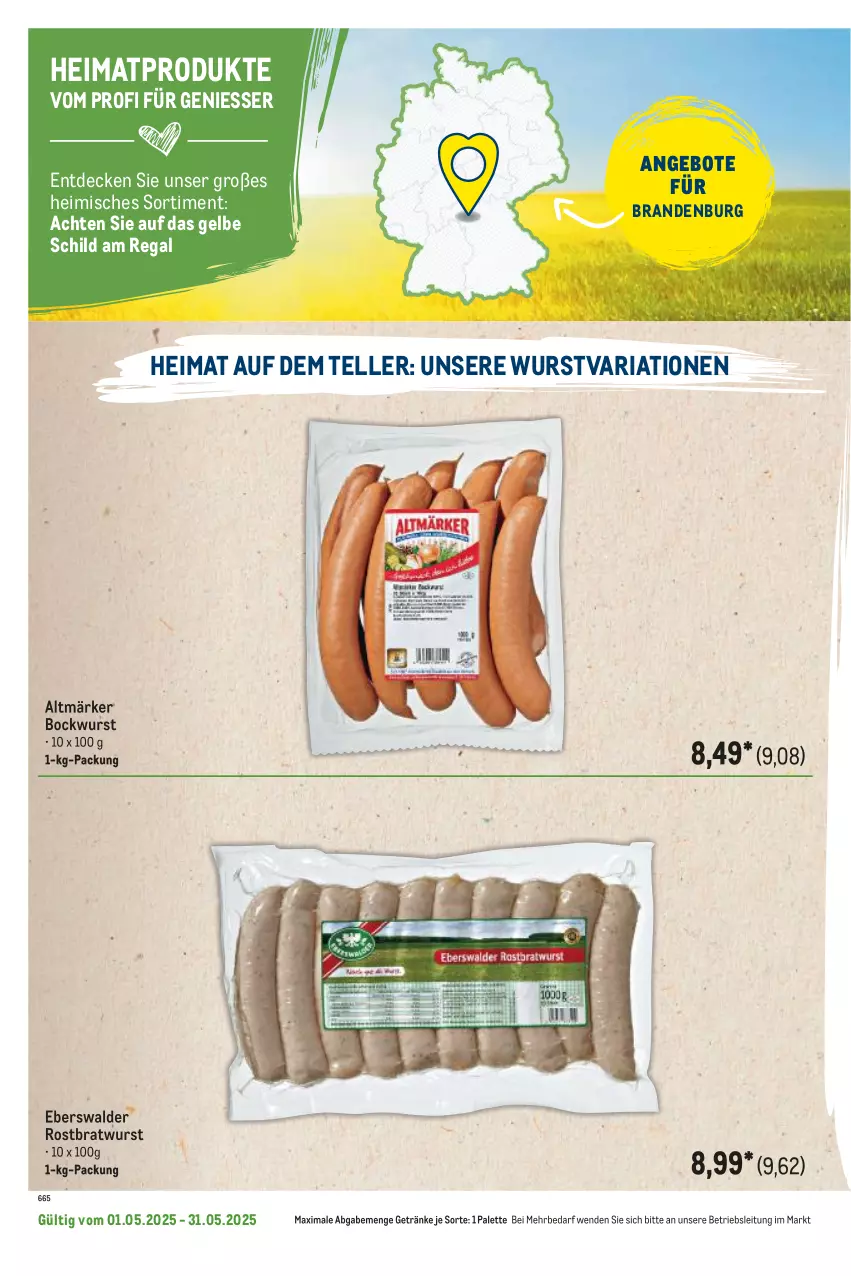 Aktueller Prospekt Metro - Regionaler Flyer - von 01.05 bis 31.05.2025 - strona 58 - produkty: angebot, angebote, bockwurst, bratwurst, decke, elle, getränk, getränke, Palette, regal, Ria, rostbratwurst, teller, Ti, wurst