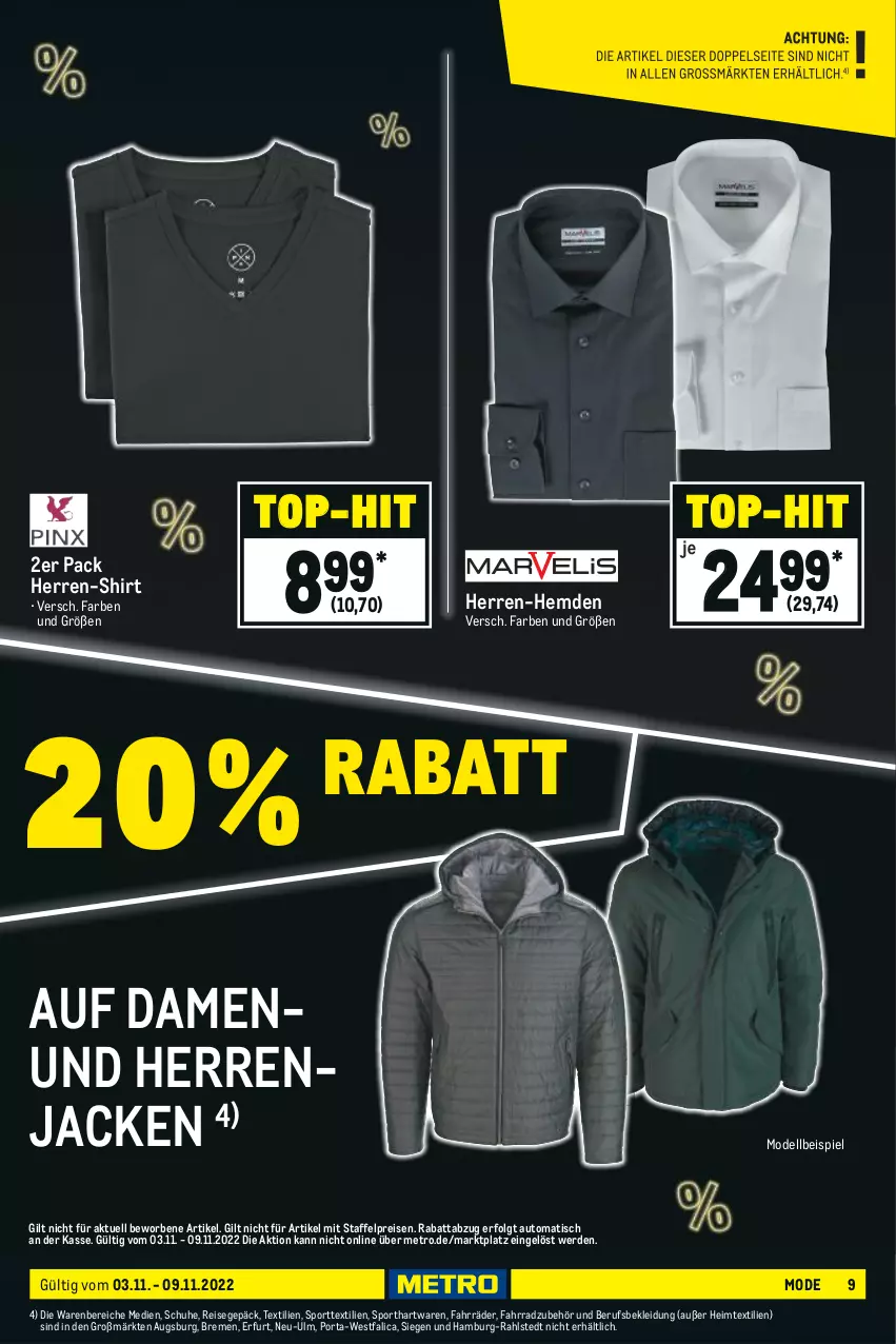 Aktueller Prospekt Metro - NonFood - von 03.11 bis 09.11.2022 - strona 9 - produkty: auto, dell, eis, erde, Fahrrad, heimtextilien, hemd, hemden, herren-hemd, herren-shirt, Jacke, kleid, Kleidung, LG, Metro, Mode, reis, schuhe, shirt, Sport, Ti, tisch, top-hit