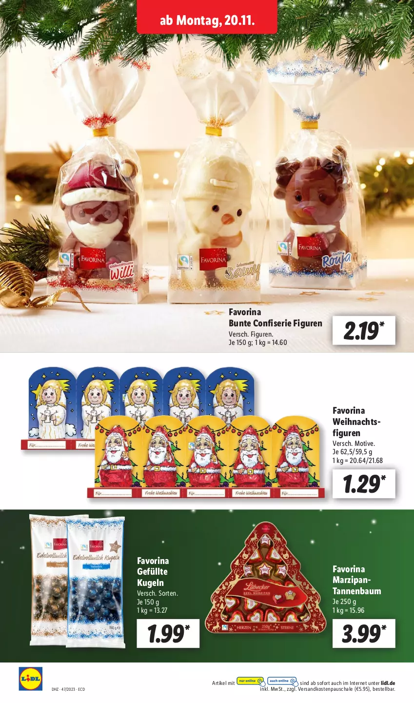 Aktueller Prospekt Lidl - Aktionsprospekt - von 20.11 bis 25.11.2023 - strona 20 - produkty: Bau, Kugel, marzipan, ndk, Schal, Schale, Tannenbaum, Ti, Weihnachtsfigur