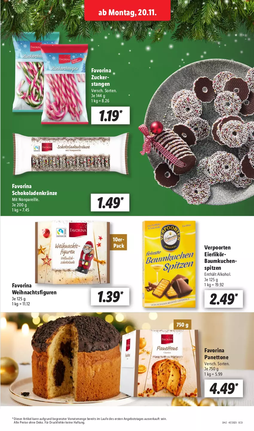 Aktueller Prospekt Lidl - Aktionsprospekt - von 20.11 bis 25.11.2023 - strona 21 - produkty: alkohol, angebot, Bau, eier, eierlikör, eis, kuchen, likör, reis, schoko, schokolade, schokoladen, Ti, verpoorten, Weihnachtsfigur, ZTE, zucker