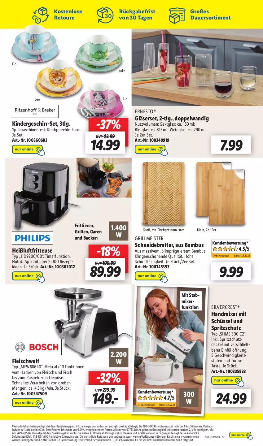 Aktueller Prospekt Lidl - Wochen-Highlights im Onlineshop - von 15.05 bis 21.05.2023 - strona 5 - produkty: auer, bambus, bier, decke, Deckel, eis, elle, erde, ernesto, fisch, fleisch, fritteuse, geschirr, Geschirr-Set, Gläser, grill, handmixer, Heißluftfritteuse, Kinder, LG, Meister, Mixer, ndk, reis, rezept, schneidebrett, schüssel, sekt, silvercrest, Spritzschutz, spülmaschinen, stabmixer, Ti, Tiere, timer, wein