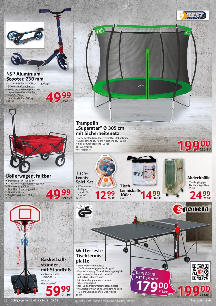 Aktueller Prospekt Selgros - Nonfood - von 05.05 bis 11.05.2022 - strona 26 - produkty: ball, Brei, dell, eis, garnitur, Kugel, latte, Mode, reifen, scooter, Ti, tisch, Trampolin