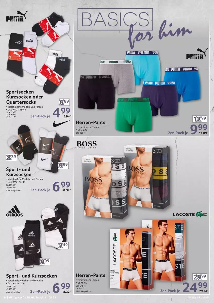 Aktueller Prospekt Selgros - Nonfood - von 05.05 bis 11.05.2022 - strona 8 - produkty: boss, dell, eis, elle, herren-pants, hugo, hugo boss, Lacoste, LG, Mode, Pants, puma, socken, Sport, sportsocken