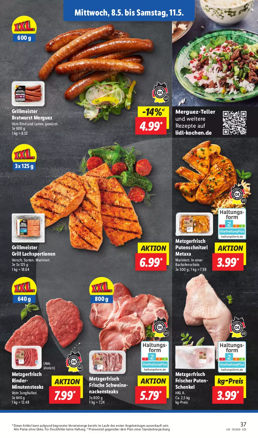 Aktueller Prospekt Lidl - Aktionsprospekt - von 06.05 bis 11.05.2024 - strona 45 - produkty: angebot, backofen, bratwurst, eis, elle, gewürz, grill, henkel, jungbullen, lachs, lamm, Meister, Metaxa, minutensteaks, Nackensteak, nackensteaks, Ofen, preisvorteil, pute, putenschnitzel, reis, rezept, rezepte, rind, rinder, Schal, Schale, schenkel, schnitzel, schwein, schweine, schweinenacken, Sport, steak, steaks, teller, Ti, wein, weine, wurst, ZTE