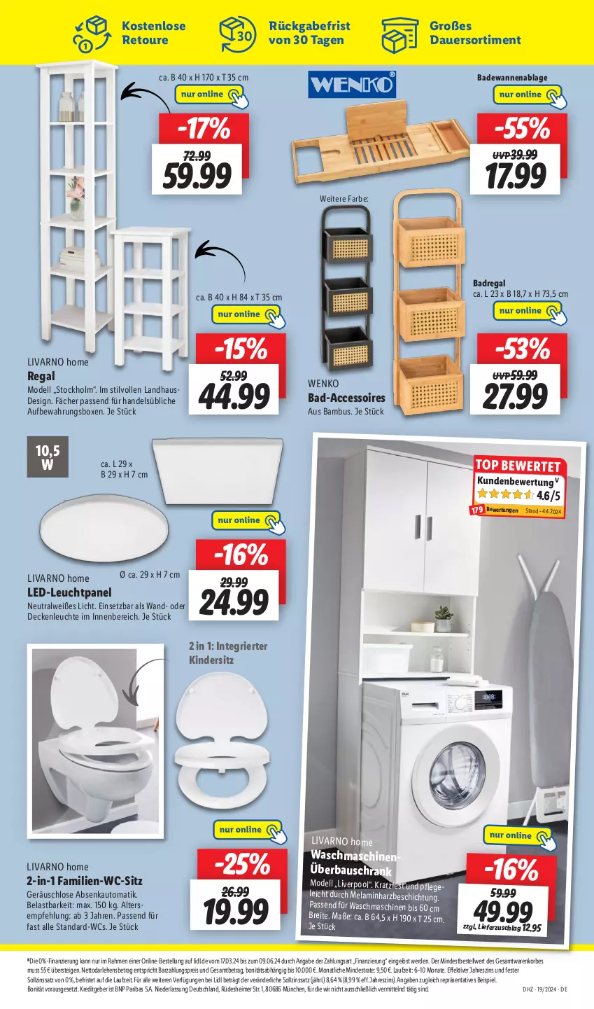 Aktueller Prospekt Lidl - Aktionsprospekt - von 06.05 bis 11.05.2024 - strona 53 - produkty: ACC, accessoires, auer, aufbewahrungsbox, auto, Bad, Badewanne, Badregal, bambus, Bau, Brei, decke, deckenleuchte, dell, eimer, eis, erde, Kinder, Kindersitz, korb, Leuchte, Mode, pool, regal, reis, Schrank, Ti, Wanne, waschmaschine, waschmaschinen, wc-sitz, wenko