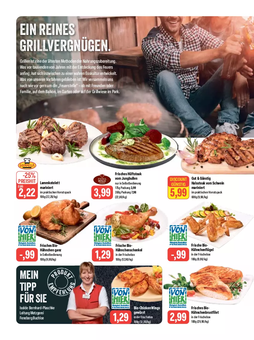 Aktueller Prospekt Feneberg - Prospekte - von 22.06 bis 24.06.2023 - strona 2 - produkty: bio, brustfilet, buch, chicken wings, chloe, discount, eis, elle, filet, Garten, gewürz, grill, hähnchenbrust, hähnchenbrustfilet, hähnchenflügel, hähnchenschenkel, henkel, hüftsteak, jungbullen, kotelett, lamm, lammkotelett, reis, schenkel, schwein, steak, Ti, tisch, wein, WICK