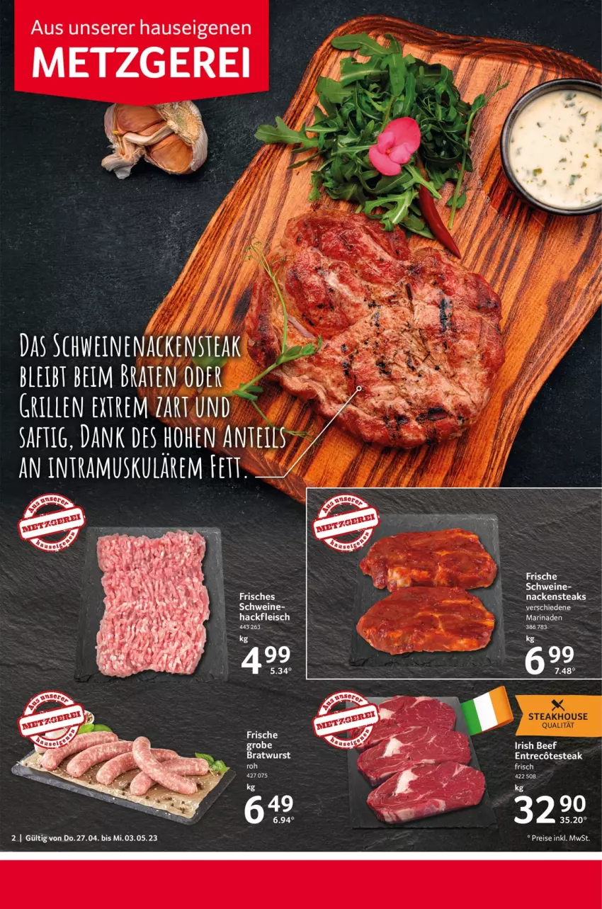 Aktueller Prospekt Selgros - Food - von 27.04 bis 03.05.2023 - strona 2 - produkty: beef, bratwurst, eis, fleisch, hackfleisch, marinade, Nackensteak, nackensteaks, reis, schwein, schweine, steak, steaks, Ti, usb, wein, weine, wurst