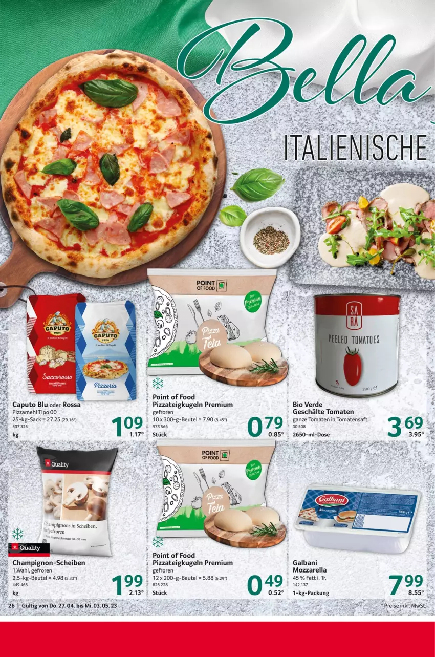 Aktueller Prospekt Selgros - Food - von 27.04 bis 03.05.2023 - strona 26 - produkty: beutel, bio, Cap, champignon, eis, ente, erde, galbani, Kugel, mehl, messer, mozzarella, pizza, Pizzamehl, Pizzateig, reis, rel, sac, saft, Ti, tomate, tomaten, Tomatensaft