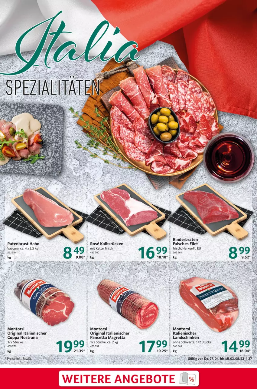 Aktueller Prospekt Selgros - Food - von 27.04 bis 03.05.2023 - strona 27 - produkty: ACC, braten, eis, Falsches Filet, filet, gin, Kette, landschinken, montorsi, pute, putenbrust, Rana, reis, rind, rinder, rinderbraten, schinken, tee, Ti