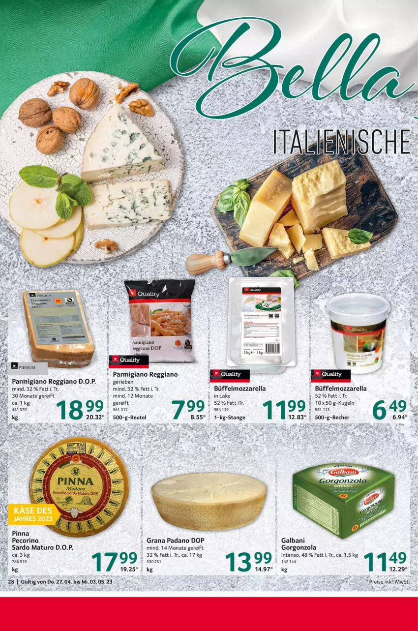 Aktueller Prospekt Selgros - Food - von 27.04 bis 03.05.2023 - strona 28 - produkty: Becher, beutel, eier, eis, galbani, gorgonzola, grana, grana padano, intenso, Kugel, mozzarella, padano, parmigiano, parmigiano reggiano, Pecorino, Rana, reggiano, reis, rel, Ti