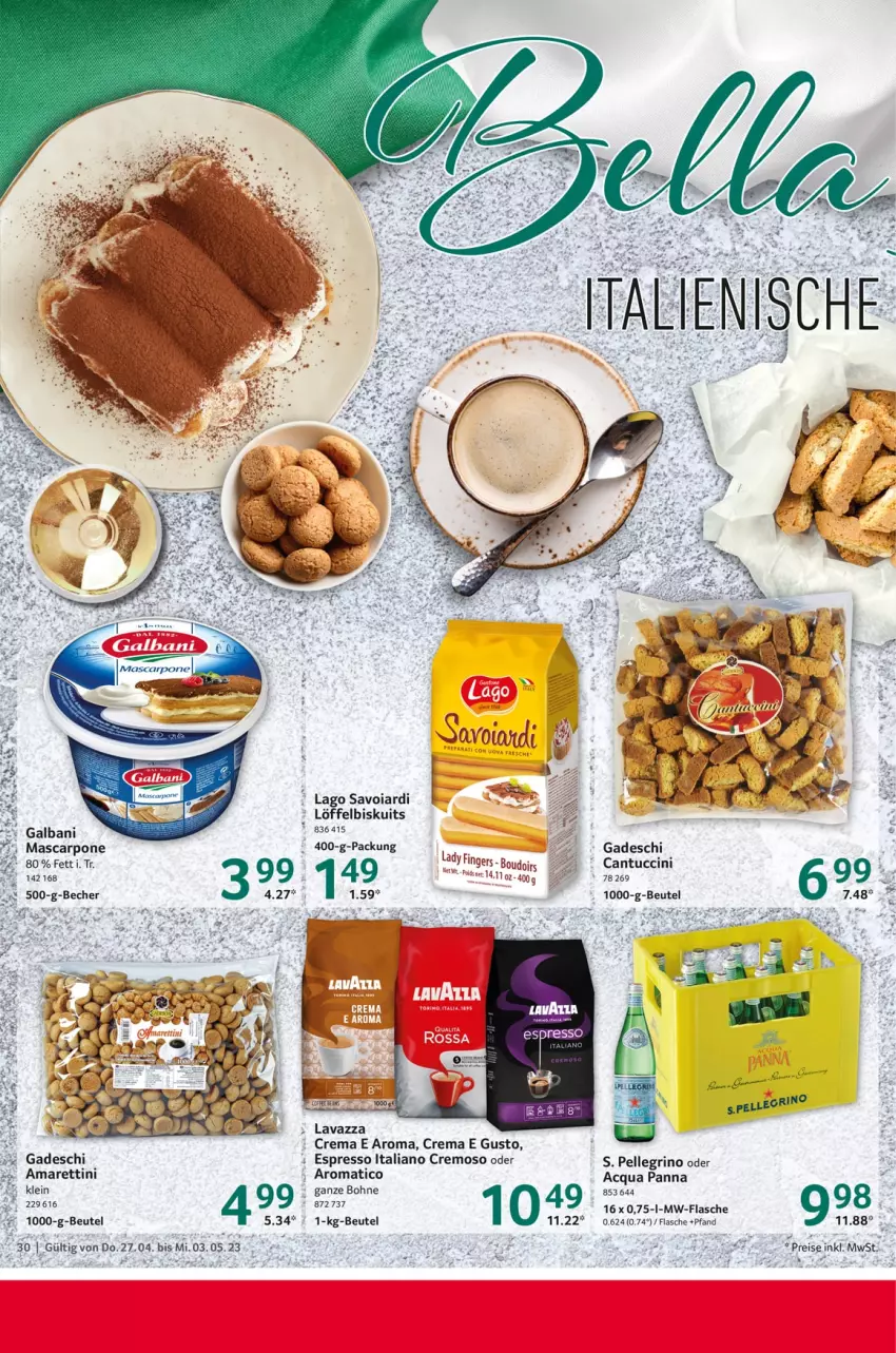 Aktueller Prospekt Selgros - Food - von 27.04 bis 03.05.2023 - strona 30 - produkty: beutel, bohne, cantuccini, cin, eis, elle, espresso, flasche, galbani, Löffel, Löffelbiskuits, mascarpone, mw-flasche, reis, Ti, tuc