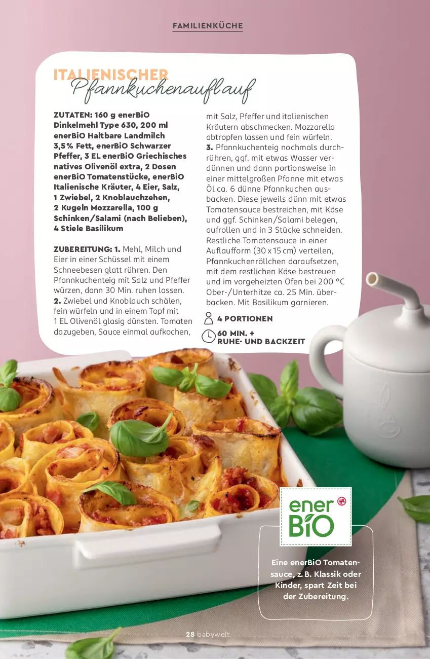 Aktueller Prospekt Rossmann - Prospekte - von 11.05 bis 31.07.2026 - strona 28 - produkty: basilikum, bio, dinkelmehl, eier, eis, ente, garnier, Käse, Kinder, knoblauch, kräuter, kräutern, küche, kuchen, Kugel, landmilch, LG, mehl, milch, mozzarella, natives olivenöl, Ofen, olive, oliven, olivenöl, olivenöl extra, pfanne, Pfannkuchen, pfeffer, rel, salami, salz, sauce, schinken, Schneebesen, schüssel, Ti, tomate, tomaten, tomatensauce, Tomatenstücke, topf, wasser, würfel, ZTE, zwiebel