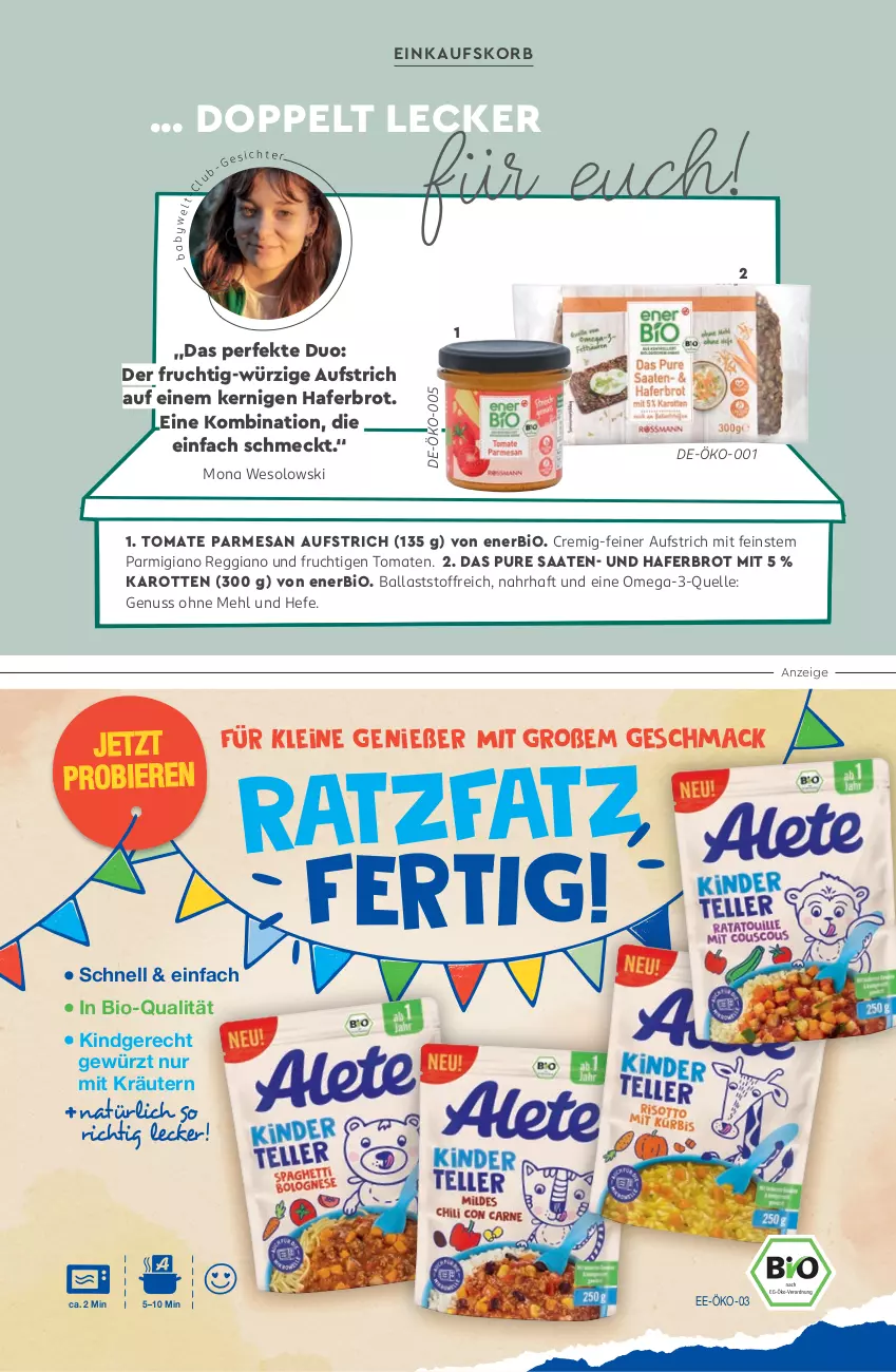 Aktueller Prospekt Rossmann - Prospekte - von 11.05 bis 31.07.2026 - strona 33 - produkty: aufstrich, ball, bier, Biere, bio, brot, einkaufskorb, elle, frucht, gewürz, hafer, Hefe, karotten, korb, kräuter, kräutern, leine, mac, mehl, nuss, omega, Omega-3, parmigiano, parmigiano reggiano, reggiano, Ti, tomate, tomaten