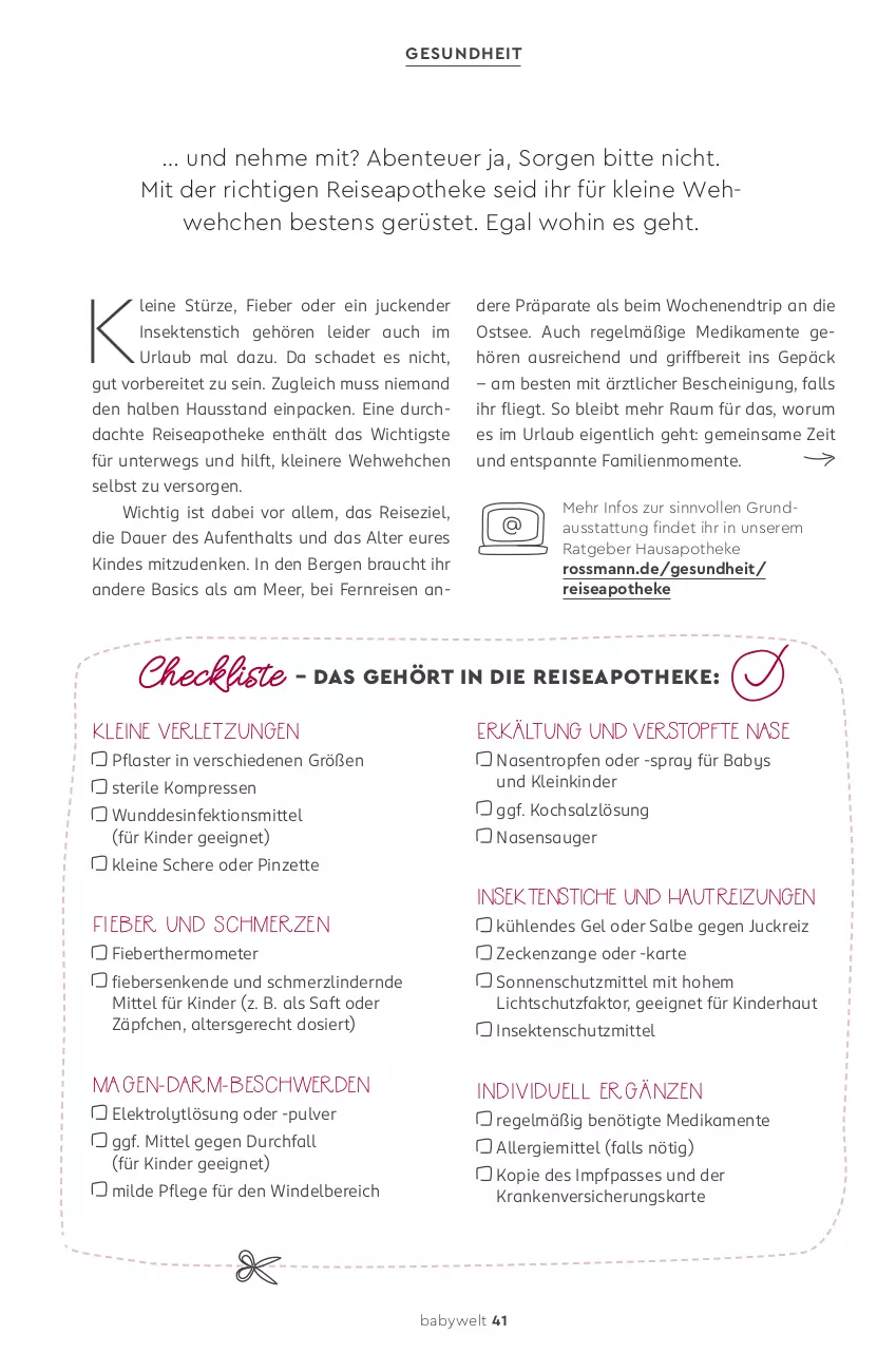Aktueller Prospekt Rossmann - Prospekte - von 11.05 bis 31.07.2026 - strona 41 - produkty: Apotheke, auer, Desinfektion, eis, Elektro, ente, erde, Fieberthermometer, Gesundheit, insektenschutz, Kinder, leine, pflaster, Pinzette, Rauch, reis, rum, rwe, saft, salz, Schere, sekt, sonnenschutz, thermometer, Ti, topf