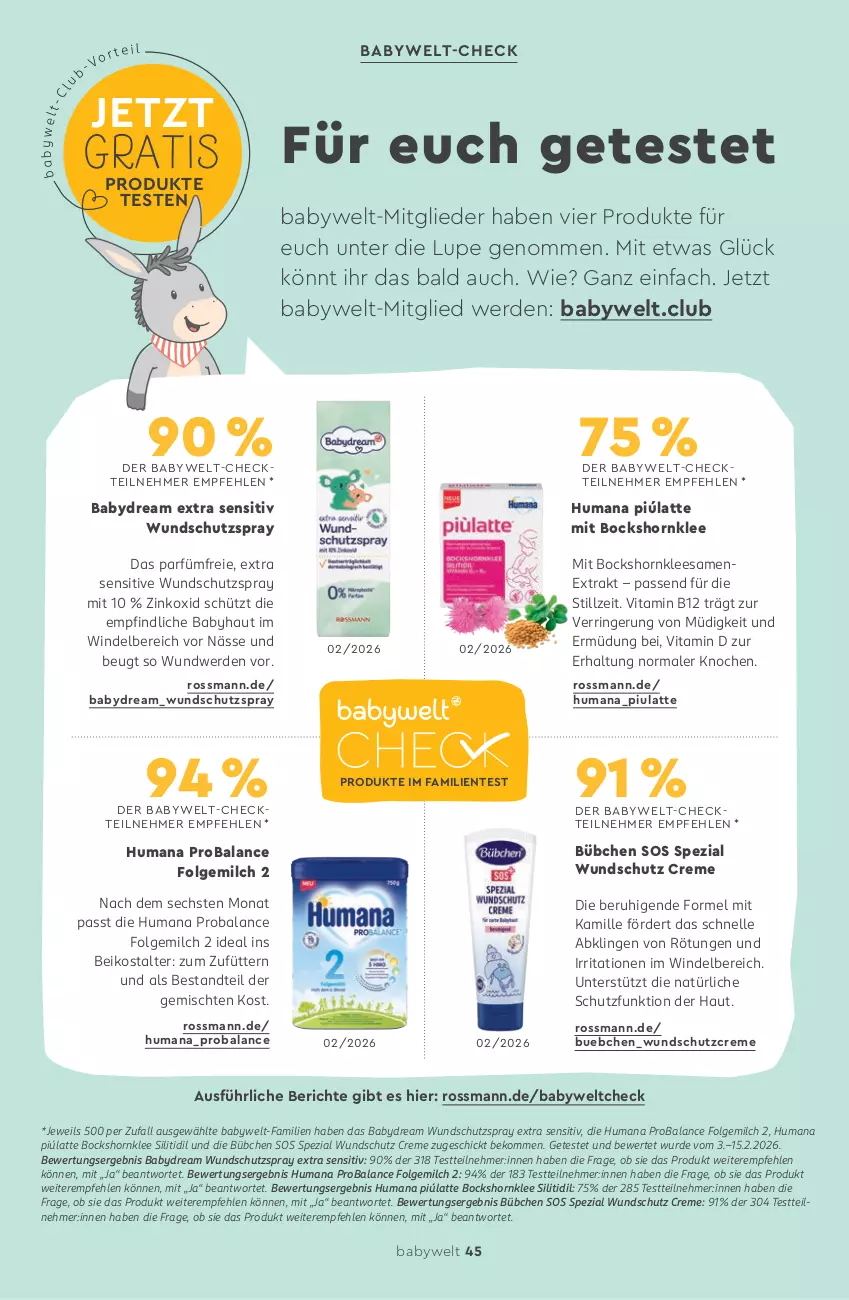 Aktueller Prospekt Rossmann - Prospekte - von 11.05 bis 31.07.2026 - strona 45 - produkty: babydream, beko, bübchen, creme, elle, ente, erde, folgemilch, Kamill, kamille, latte, LG, milch, ring, roba, Schutzcreme, Spezi, Ti, vita, Vitamin B, Vitamin D