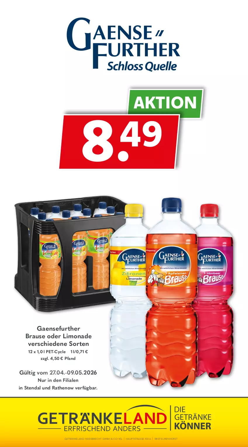 Aktueller Prospekt Getraenkeland - von 26.04 bis 08.05.2026 - strona 12 - produkty: brause, Elan, getränk, getränke, limo, limonade, Ti