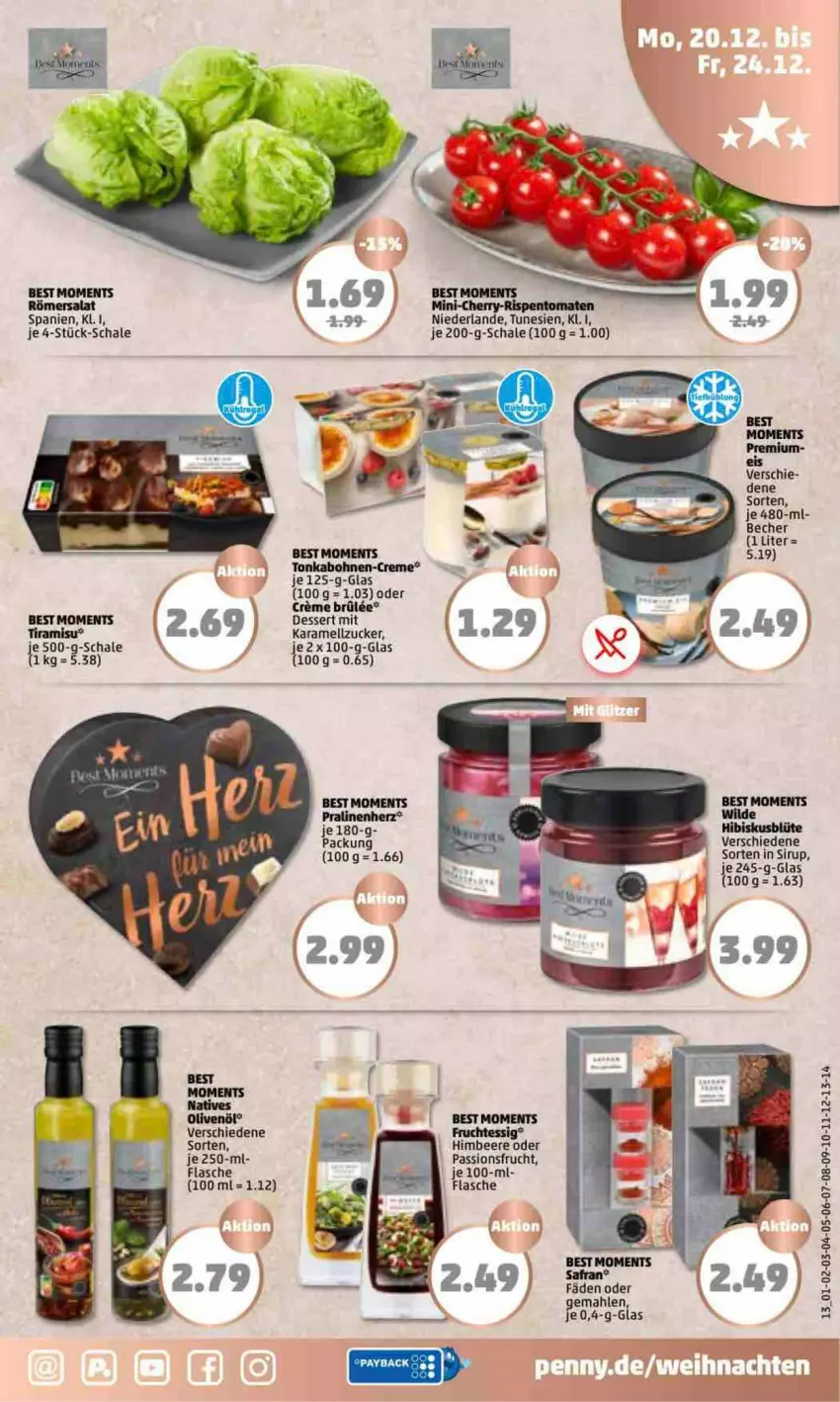 Aktueller Prospekt Penny - Prospekte - von 20.12 bis 25.12.2021 - strona 13 - produkty: Becher, beere, Blüte, bohne, bohnen, creme, dessert, flasche, frucht, himbeer, himbeere, karamell, natives olivenöl, olive, oliven, olivenöl, passionsfrucht, pralinen, Safran, salat, Schal, Schale, sirup, Ti, tiramisu, usb, zucker