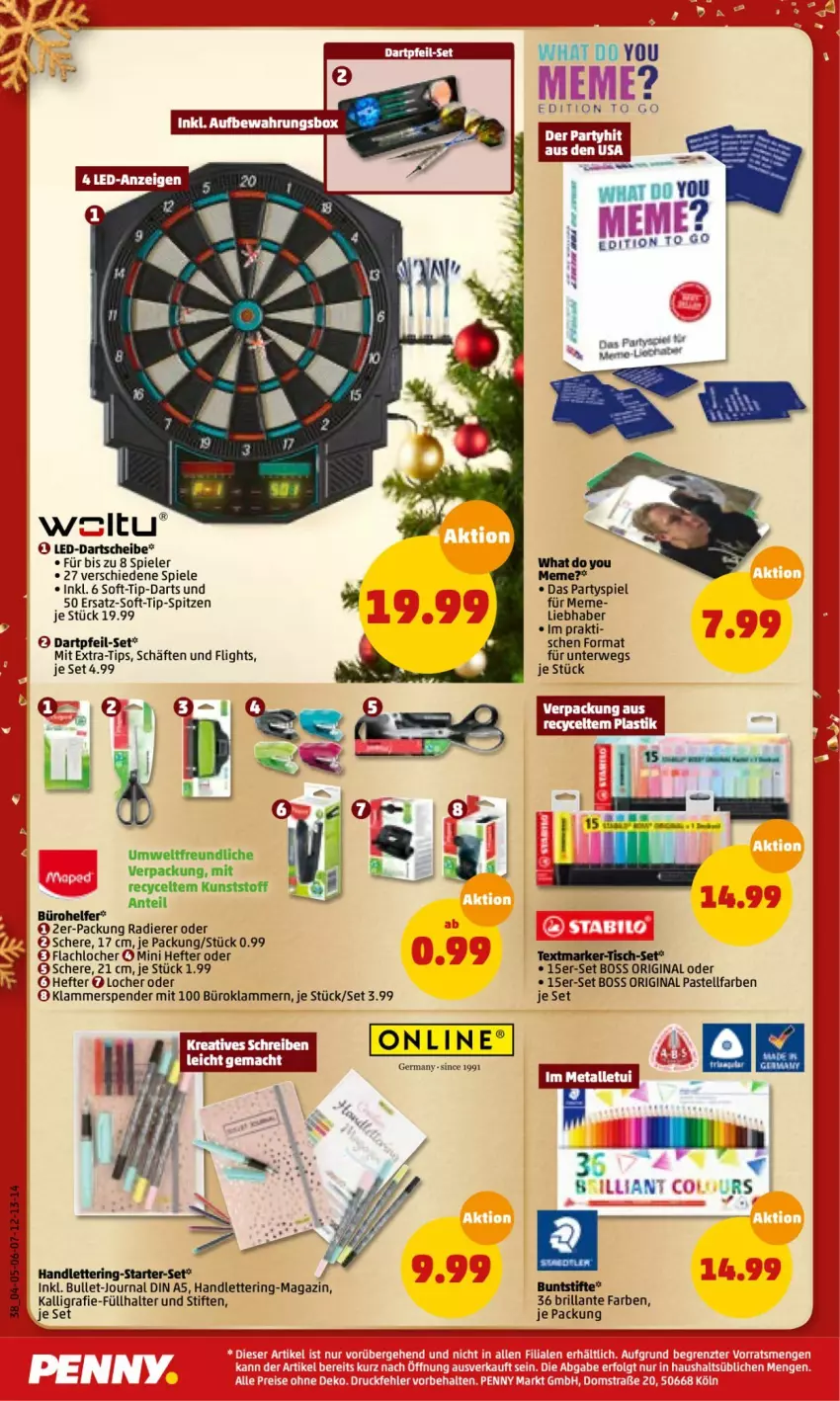 Aktueller Prospekt Penny - Prospekte - von 20.12 bis 25.12.2021 - strona 38 - produkty: Bau, boss, buntstifte, Füllhalter, Germ, gin, Hefte, Klammern, lamm, magazin, ring, rwe, Schere, Spiele, stifte, textmarker, Ti, tisch, Yo